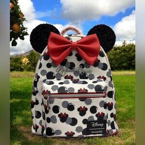Loungefly Disney Red and Black Minnie
Mouse‎ Glitter Ears Mini
Backpack NWT